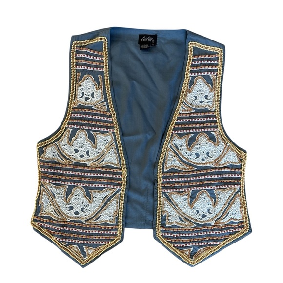 Vintage Europa Beaded Lace Embroidered Vest Size Medium 0111 - Picture 1 of 7